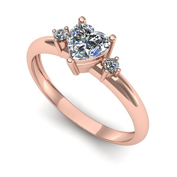 Inel de logodna din aur roz cu safir alb