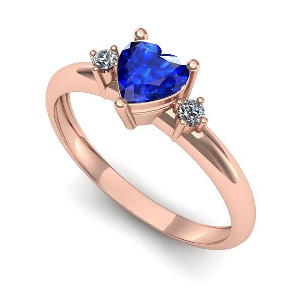 Inel din aur roz cu safir