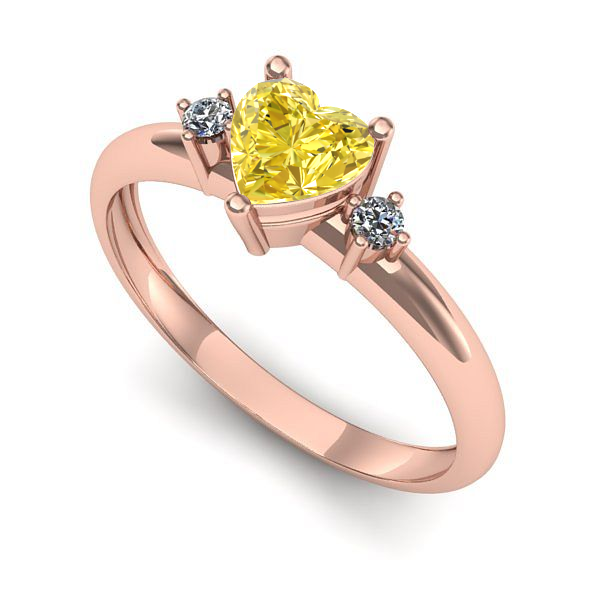 Inel de logodna din aur roz cu safir galben