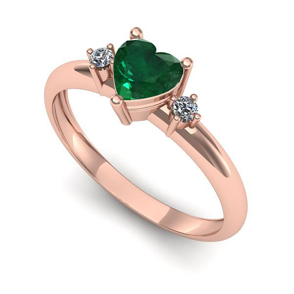 Inel logodna din aur roz cu smarald