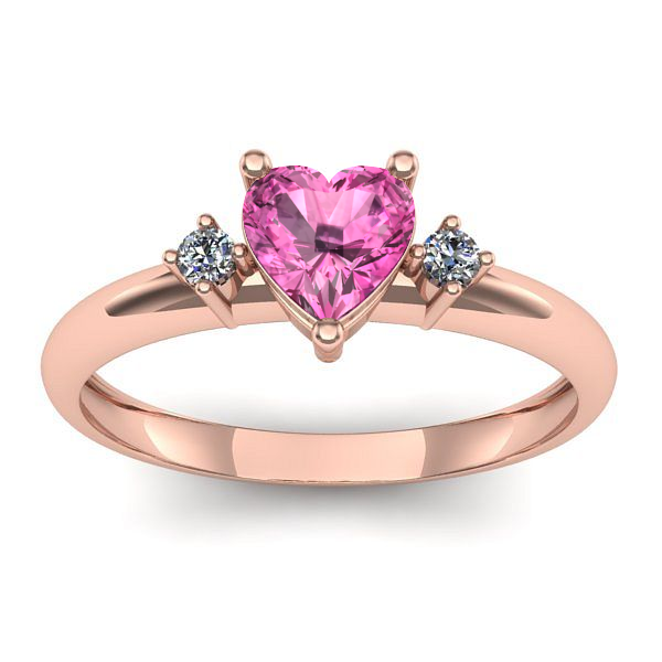 Inel de logodna cu safir roz inima
