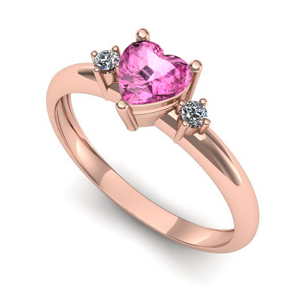 Inel din aur roz cu safir roz