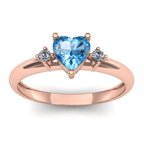 Inel cu topaz blue inima