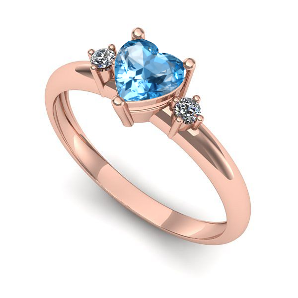 Inel din aur roz cu topaz blue