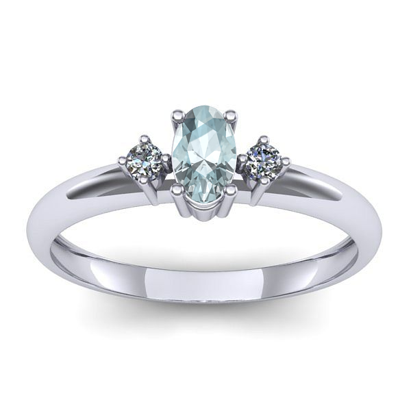 Inel cu aquamarin oval
