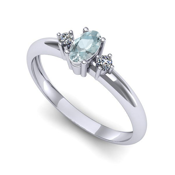 Inel de logodna din aur alb cu aquamarin