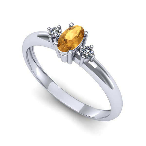 Inel logodna din aur alb cu citrin