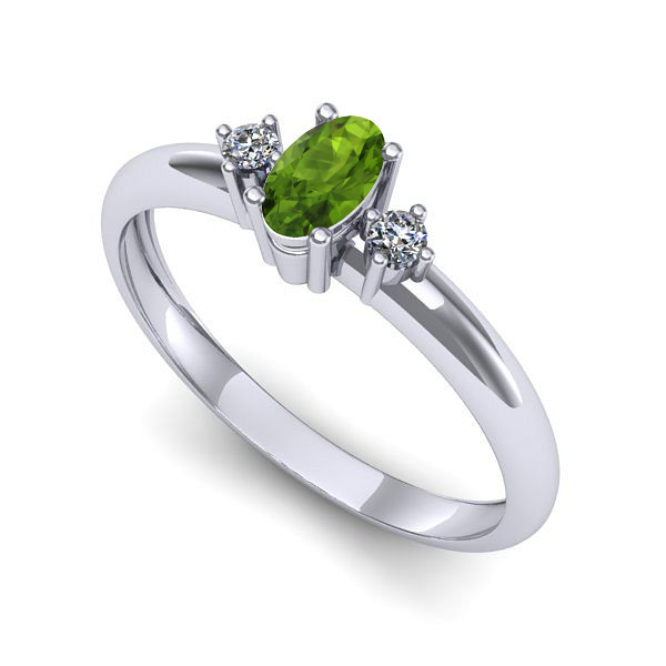 Inel de logodna din aur alb cu peridot