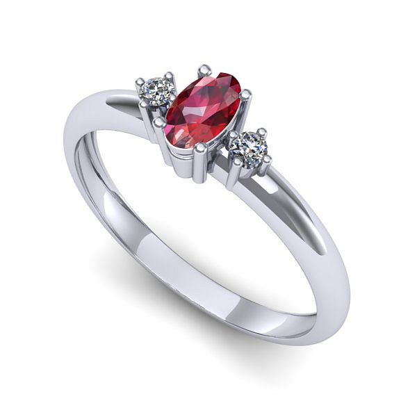 Inel logodna din aur alb cu rubin