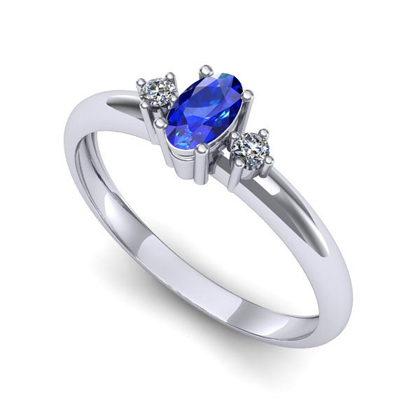 Inel din aur alb cu safir