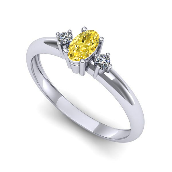 Inel din aur alb cu safir galben