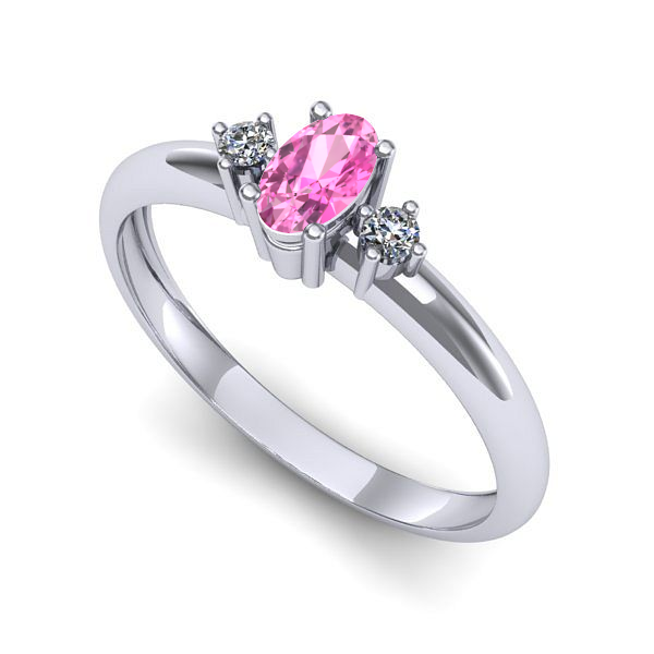 Inel de logodna din aur alb cu safir roz