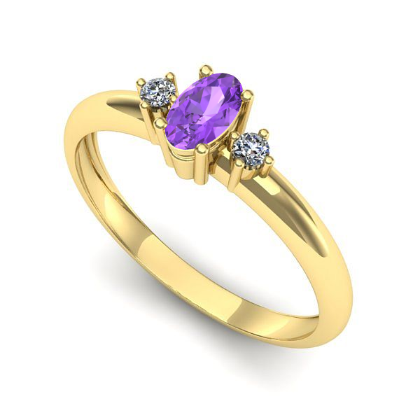 Inel din aur galben cu ametist