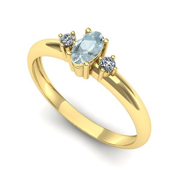 Inel din aur galben cu aquamarin