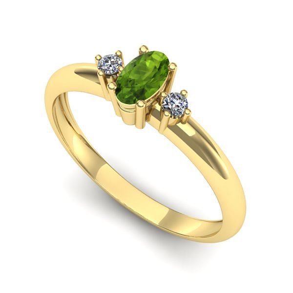 Inel logodna din aur galben cu peridot