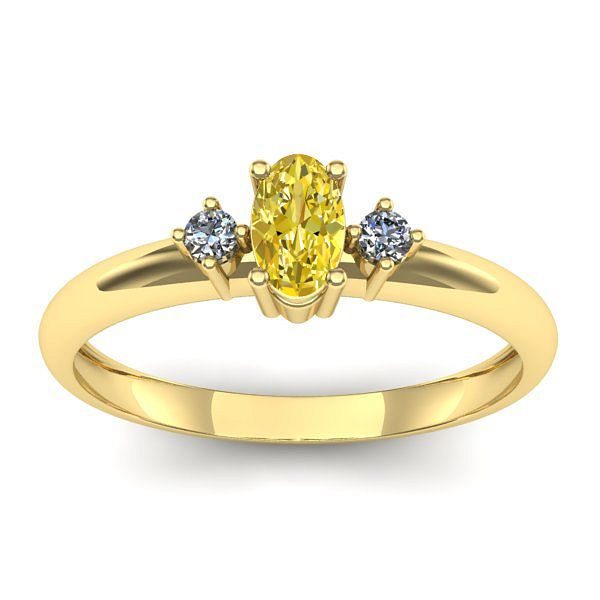 Inel cu safir galben oval
