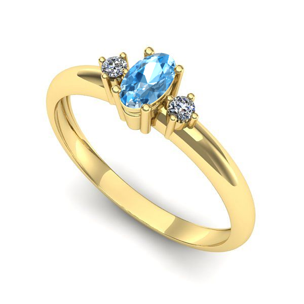 Inel logodna din aur galben cu topaz blue