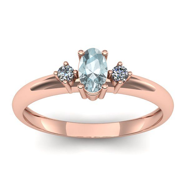 Inel cu aquamarin oval