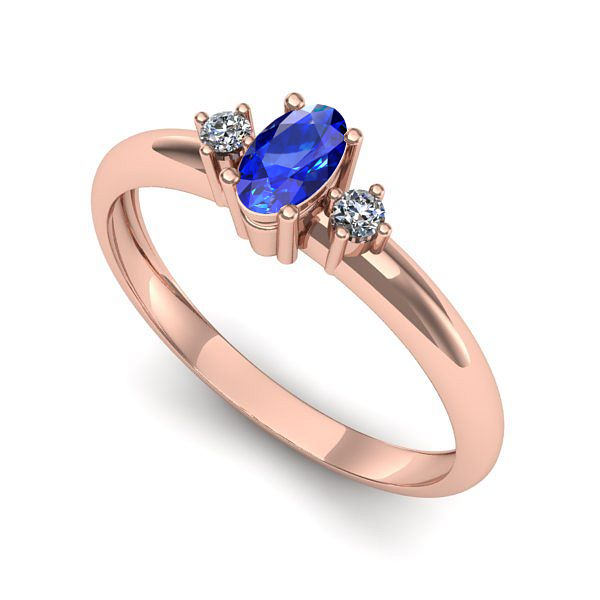 Inel de logodna din aur roz cu safir
