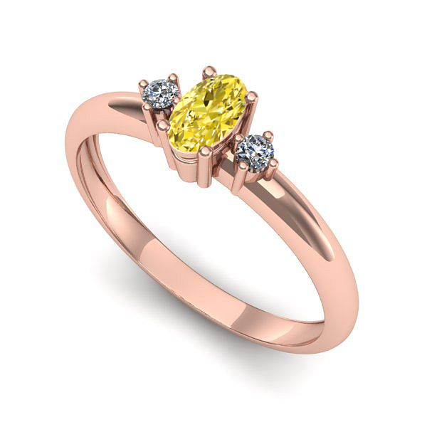 Inel logodna din aur roz cu safir galben