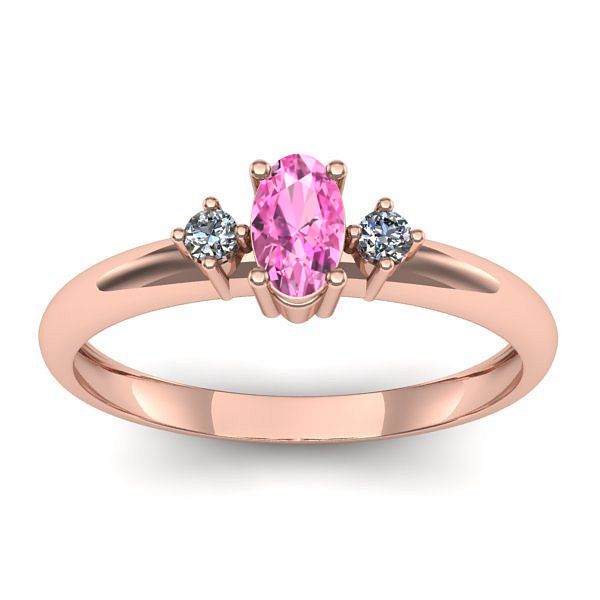 Inel cu safir roz oval