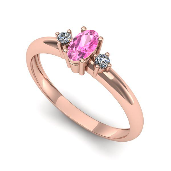 Inel de logodna din aur roz cu safir roz