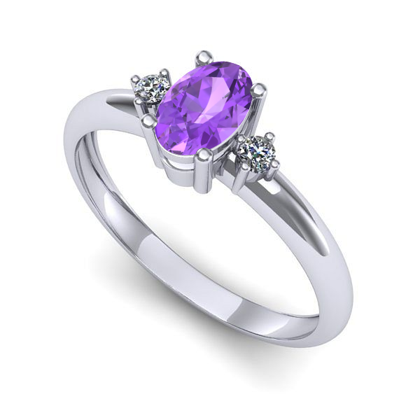 Inel logodna din aur alb cu ametist