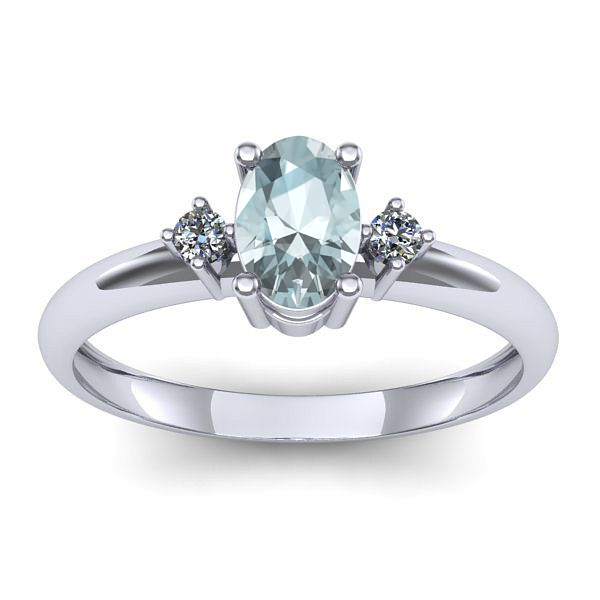 Inel logodna cu aquamarin oval