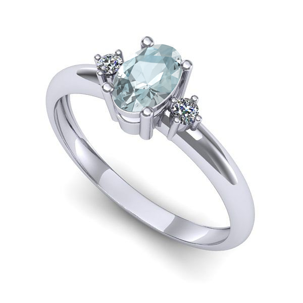 Inel din aur alb cu aquamarin