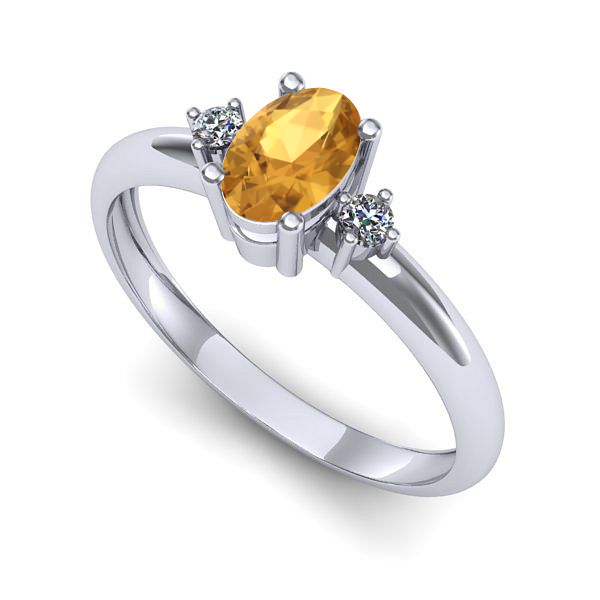 Inel logodna din aur alb cu citrin