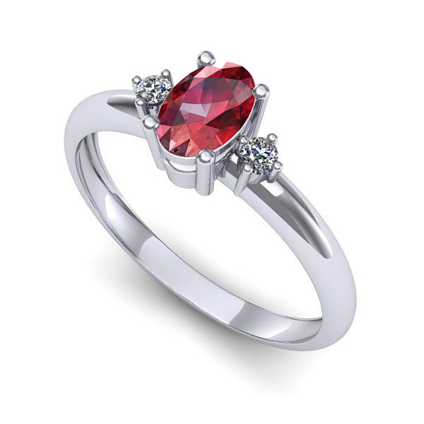 Inel logodna din aur alb cu rubin