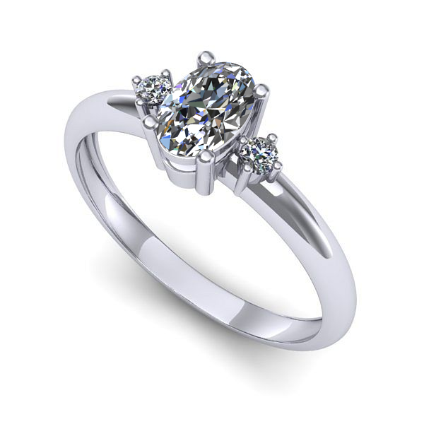 Inel din aur alb cu safir alb