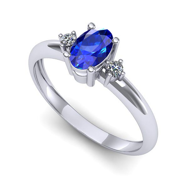 Inel de logodna din aur alb cu safir