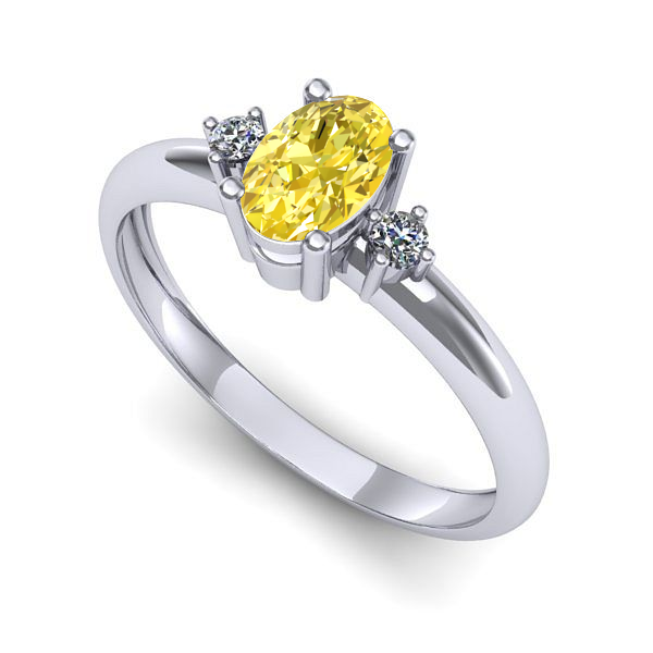 Inel din aur alb cu safir galben