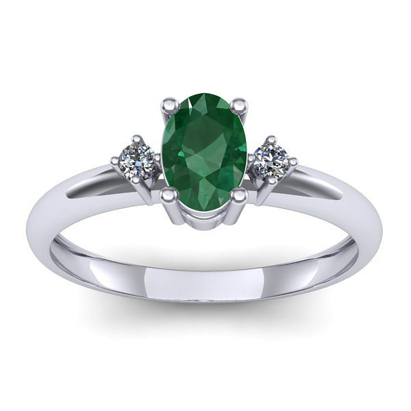 Inel de logodna cu smarald oval