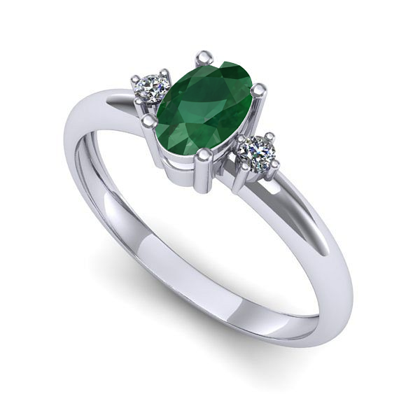 Inel de logodna din aur alb cu smarald