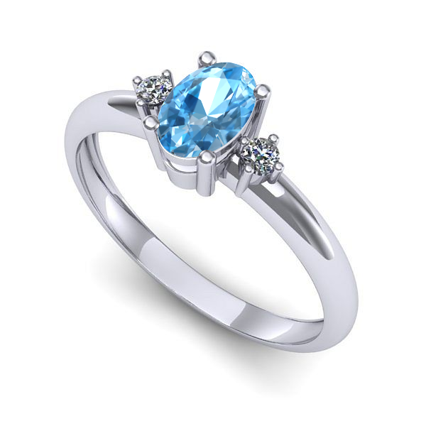 Inel din aur alb cu topaz blue