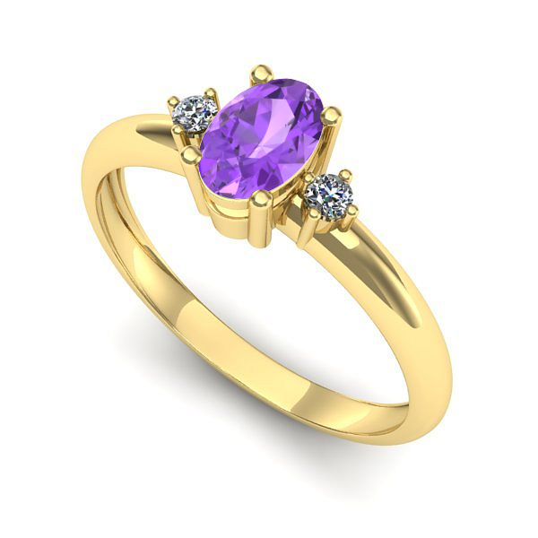 Inel de logodna din aur galben cu ametist