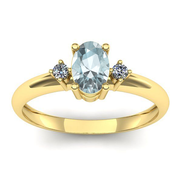 Inel de logodna cu aquamarin oval