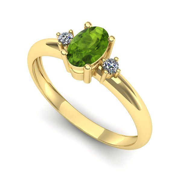 Inel logodna din aur galben cu peridot