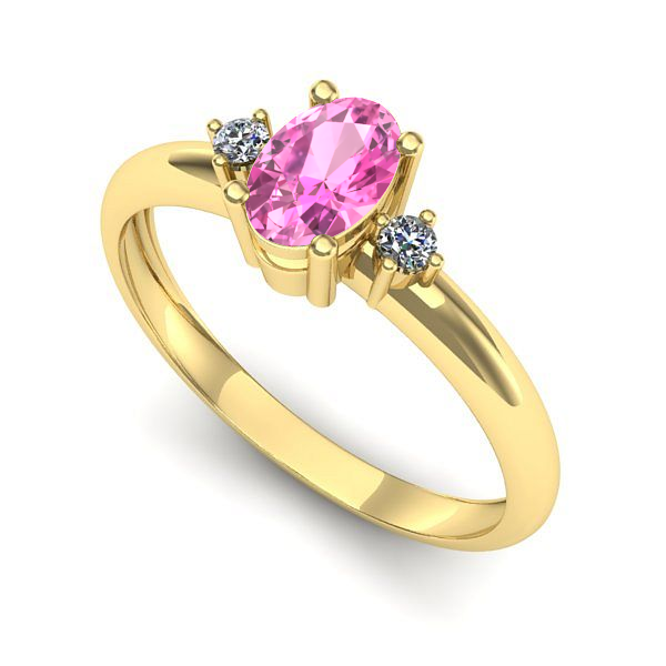 Inel de logodna din aur galben cu safir roz