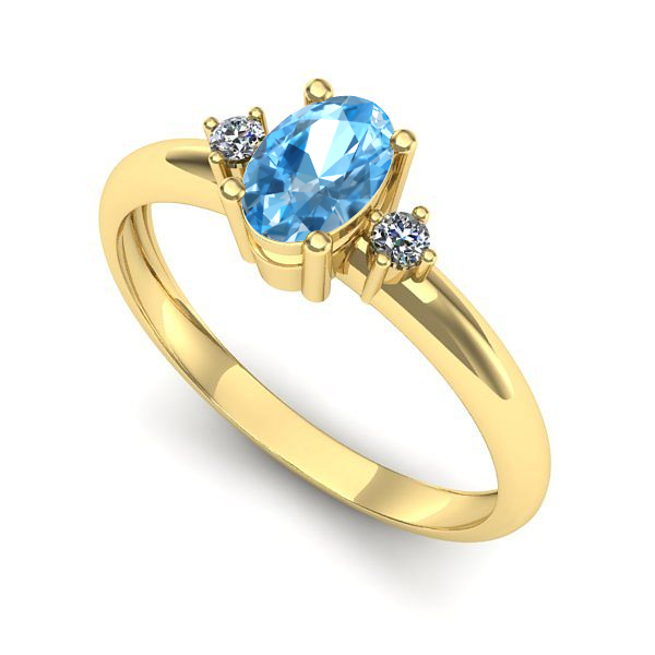 Inel logodna din aur galben cu topaz blue