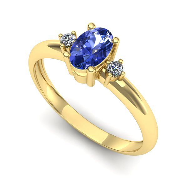Inel logodna din aur galben cu tanzanit