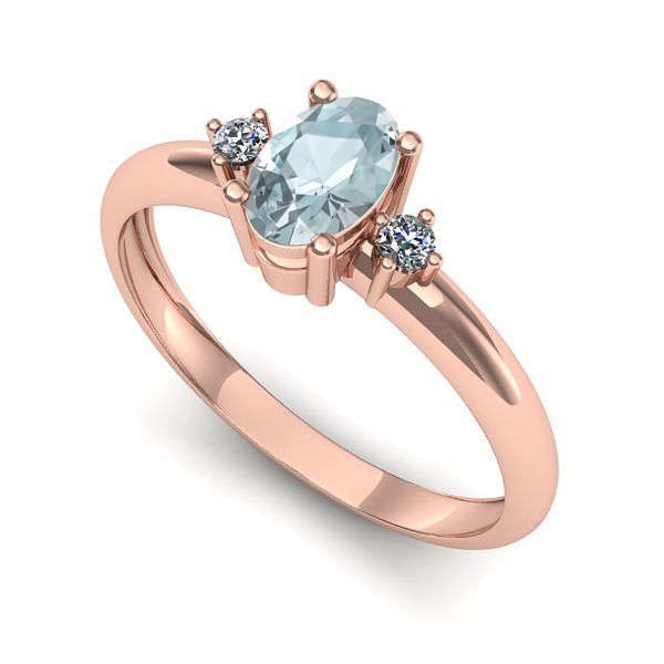 Inel de logodna din aur roz cu aquamarin