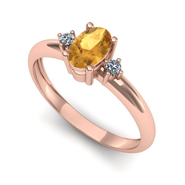 Inel din aur roz cu citrin