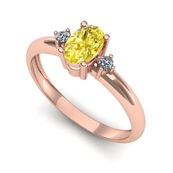 Inel din aur roz cu safir galben