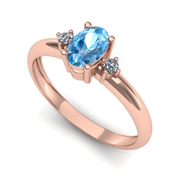 Inel logodna din aur roz cu topaz blue
