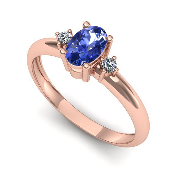 Inel logodna din aur roz cu tanzanit