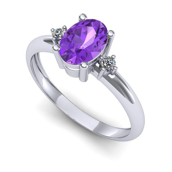 Inel din aur alb cu ametist