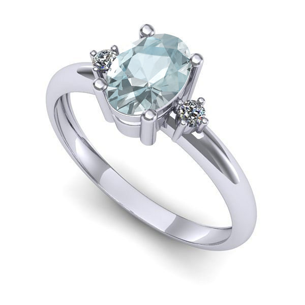 Inel din aur alb cu aquamarin